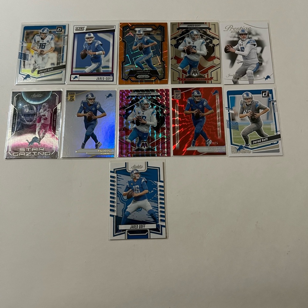 Jared Goff Lot of 11 NFL Football Trading Cards Detroit Lions 🏈🔥 QB Coolectible